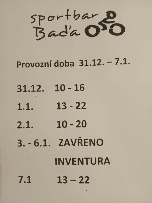 Provozní doba 31.12. - 7.1.